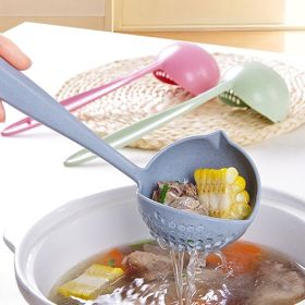 2pcs Long Handle Soup Spoon With Filter Strainer; Multi-Functional 2 In 1 Cooking Colander; Kitchen Tool For Easy Soup Preparation And Straining; (Color: Pink)