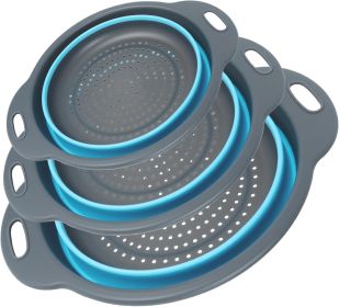 Collapsible Colander 3-Pack Set Space-Saving Foldable Kitchen Strainer with Non-Slip Base Durable Thickened PP+TPE Collapsible Strainers for Past (Pack Size: 1 Pack)